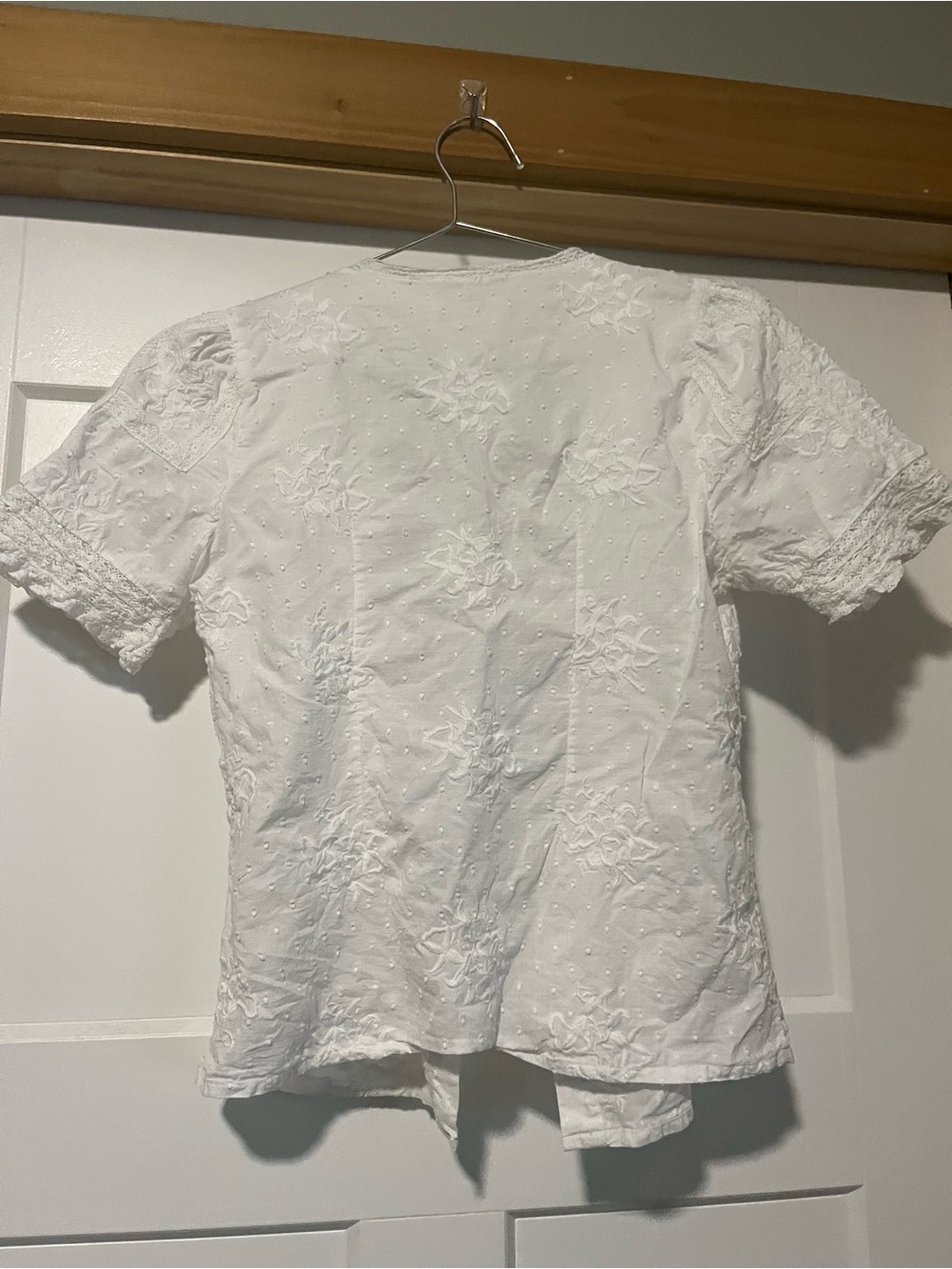 100% cotton Forever that Girl Anthropologie White Button-Front Lace Top - Picture 6 of 6